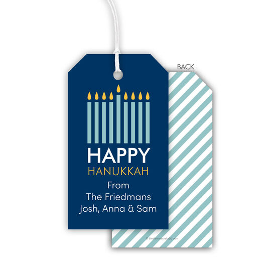 Modern Menorah Hanging Gift Tags